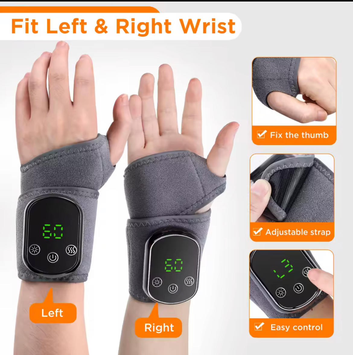 Heated therapy brace for wrist, ankle and neck
