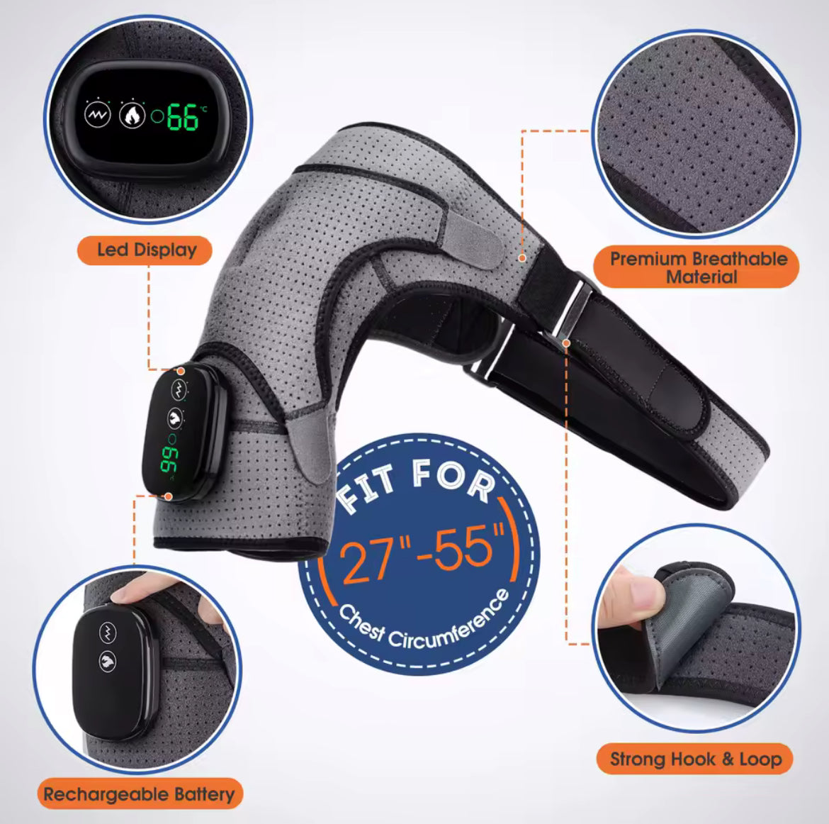 2 in 1 vibrating and Heated shoulder brace